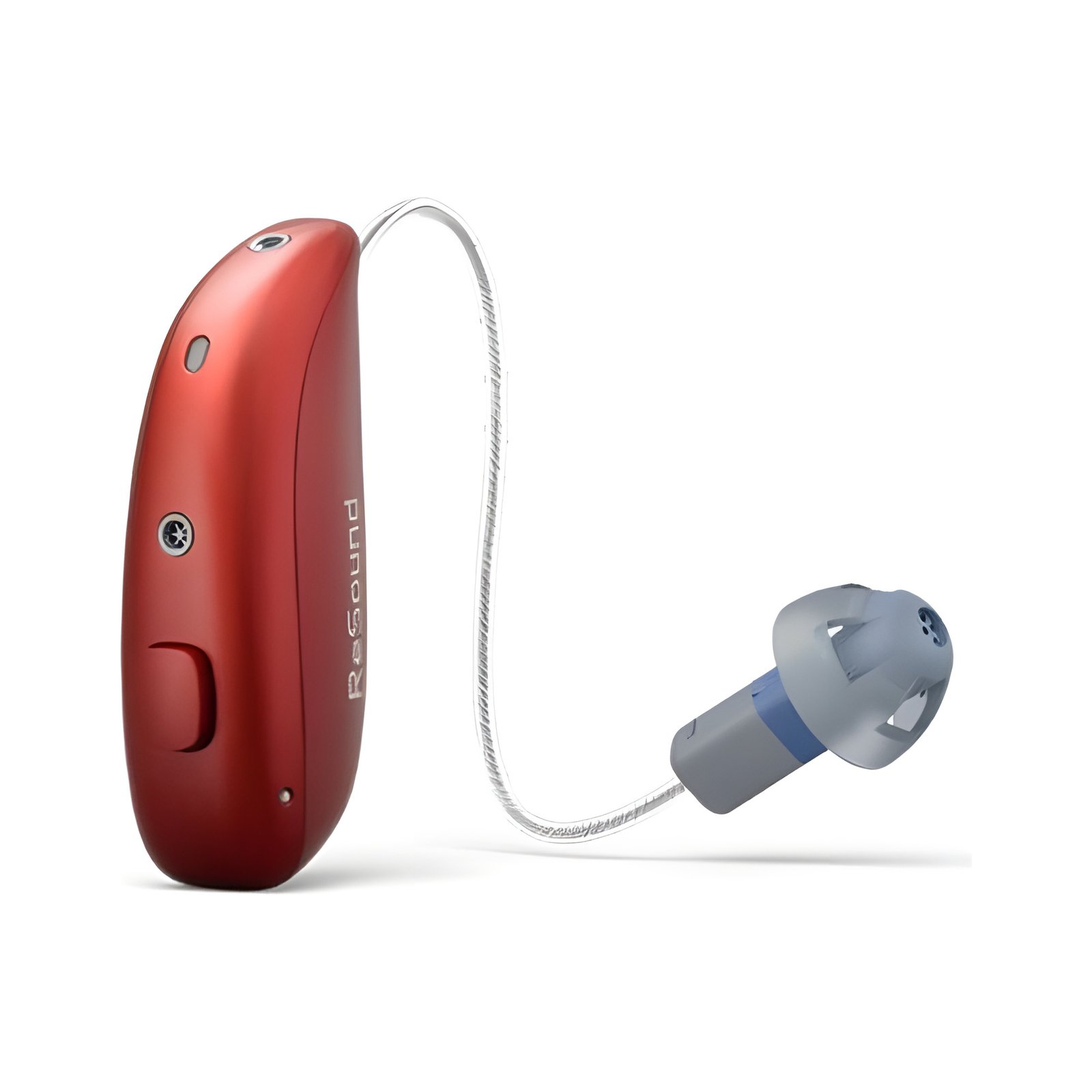 GN ReSound Vivia microRIE Hörgerät in der Farbe Tiefrot, Seitenansicht