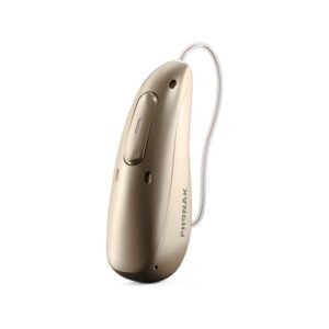 Phonak Audéo Infinio Ultra Sphere R Hörgerät in der Farbe Sand Beige, Seitenansicht
